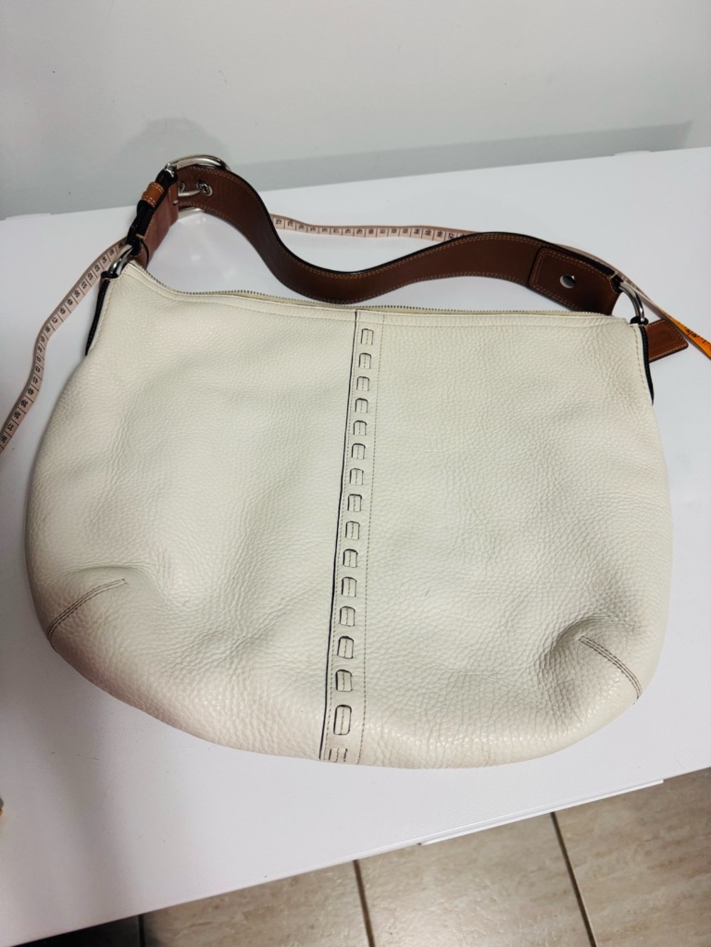 Coach Cream Leather Hobo with Brown Shoulder Strap